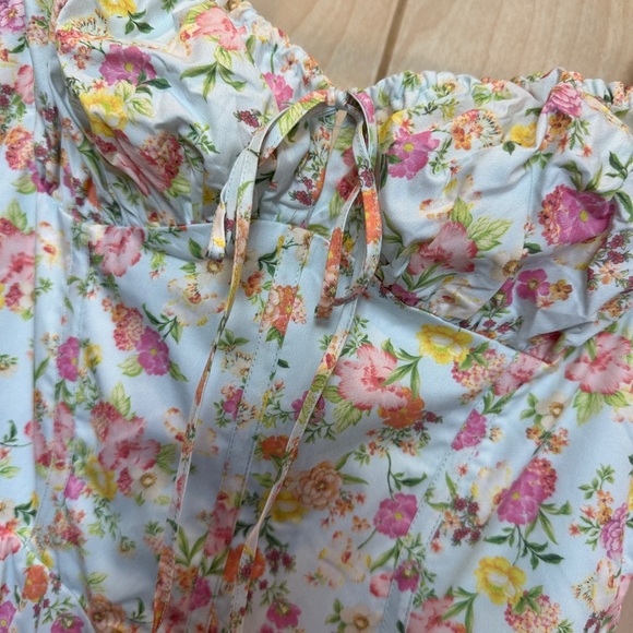 CARMEN Bustier Sundress – Pale Blue Meadow Print – Size L – NWT - Picture 6 of 7